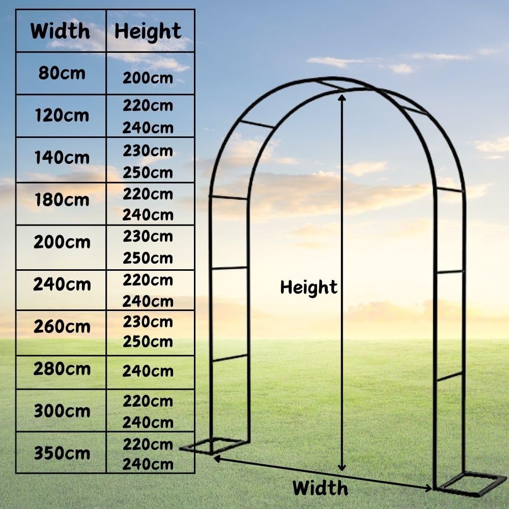 Gartenbögen für Kletterpflanzen, Metallspalier für Rosen und Glyzinien, stabile Hochzeitslaube, 80 cm breit x 200 cm hoch, perfekt für Outdoor-Dekoration und Gartenveranstaltungen