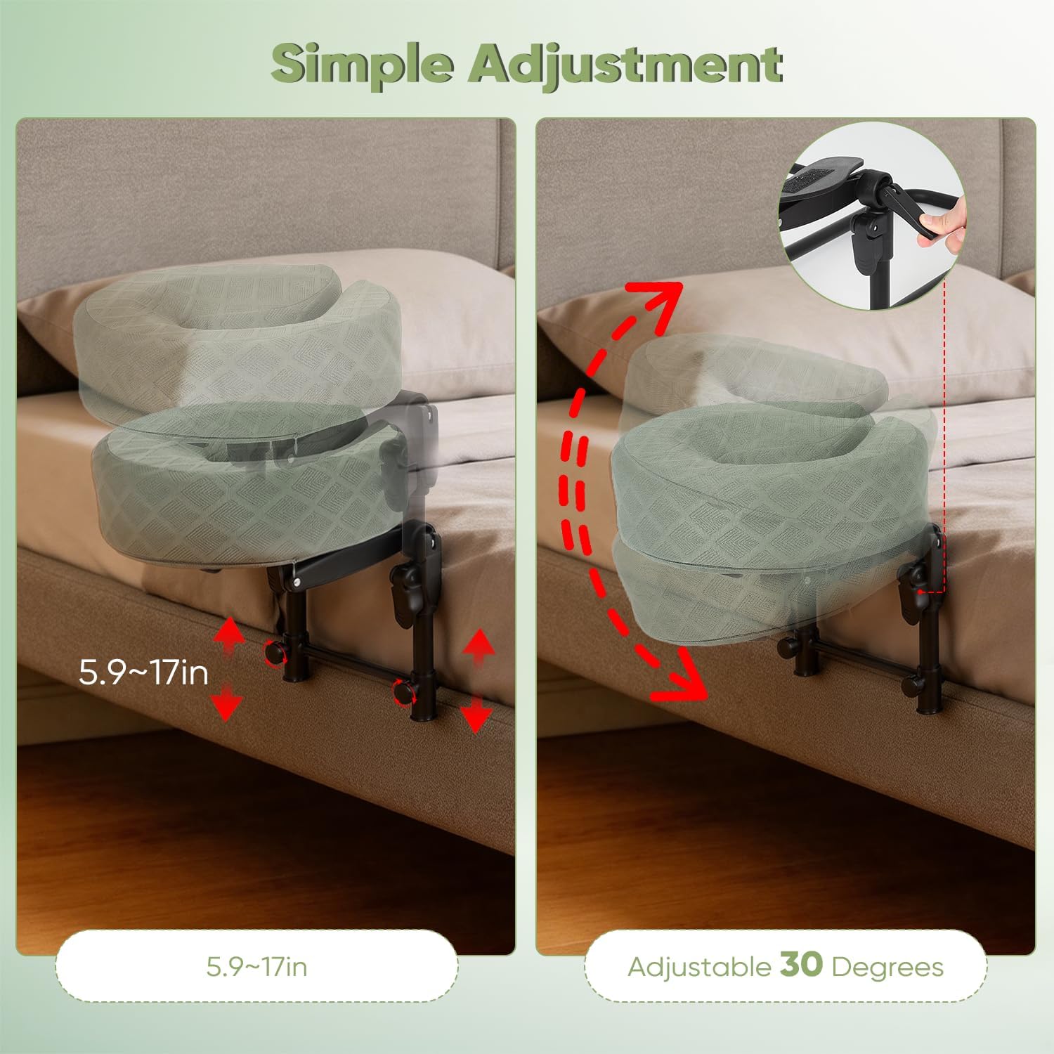 Massage Headrest for Home, Face Down Pillow for Post-Eye Surgery | Bed massage headrest with memory foam face pillow Washable cover, adjustable height.