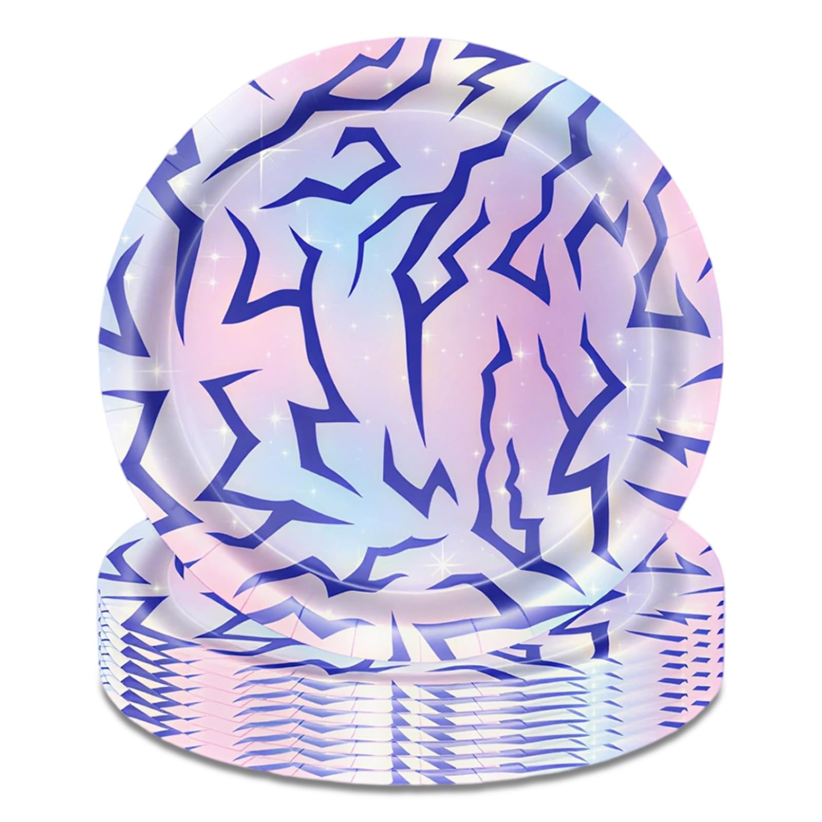 Leseogye 10pcs Purple Demon Party Plates, Kpop Plates Party Tableware Set, Dinner Paper Plates Disposable Round Plate for Kids Boy Girl Birthday Tableware Decor