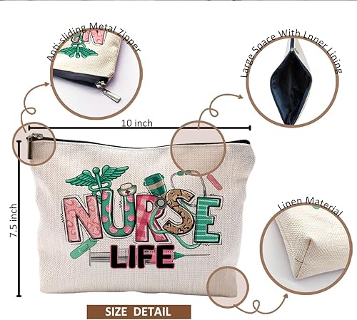 Miniatura 5 de QGFM Bolsas de maquillaje para enfermeras, regalos de enfermera para mujeres, bolsas de cosméticos para enfermeras con cremallera, regalos de