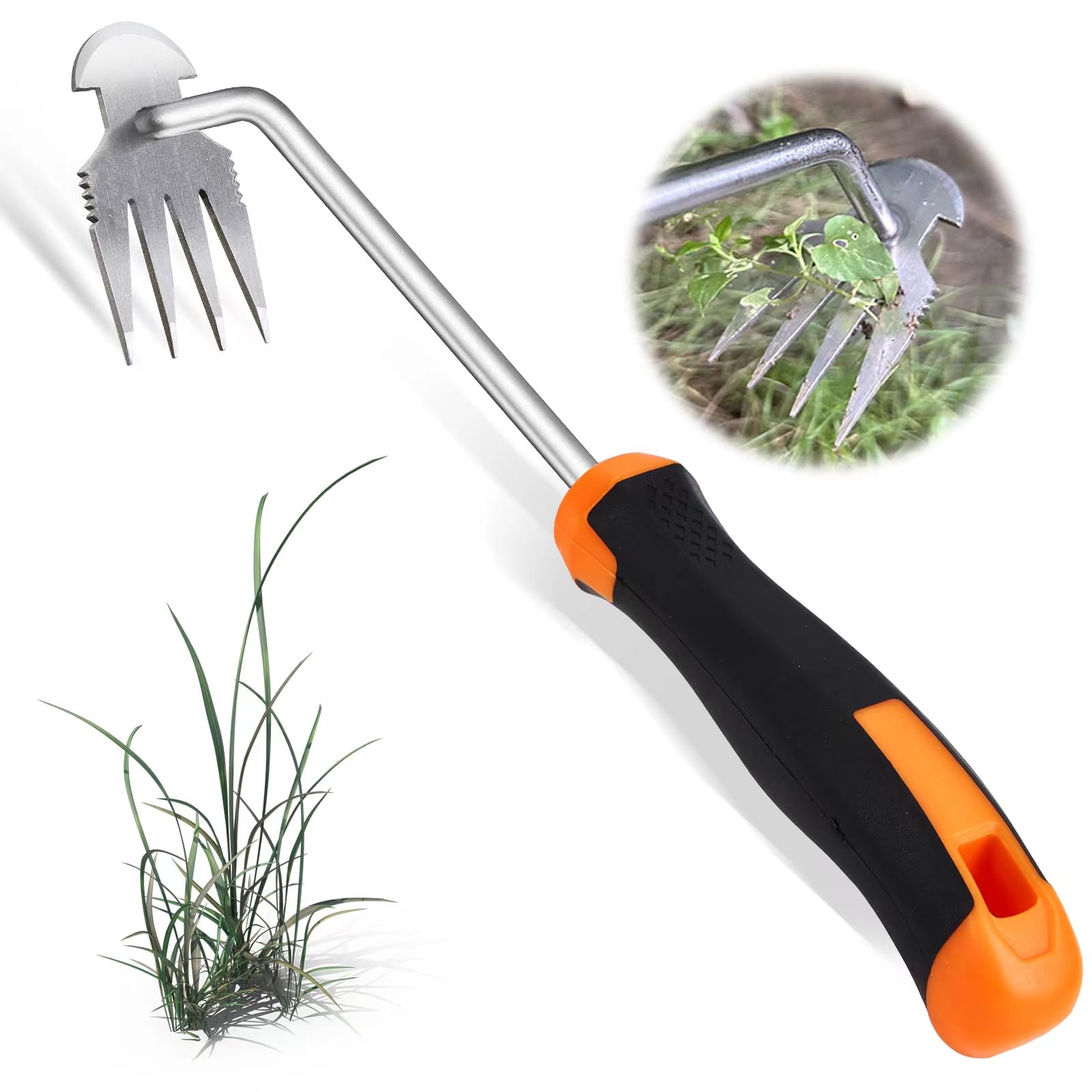 ZZLLKQ Unkraut Entferner Gerät Edelstahl, Unkrautjäter Verbesserte Gartenarbeit Hand Unkrautstecher, Fugenkratzer Mit Stiel Gartenwerkzeug Unkrautentferner