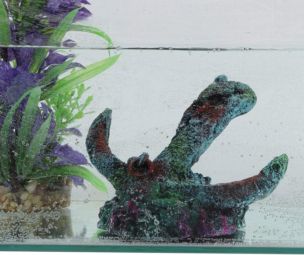 TOPINCN Aquarium Ornament, Creative Anchor Resin Anchor Aquarium Décor Aquarium Decoration Resin Shipwreck Aquarium Fish Ornaments Accessories