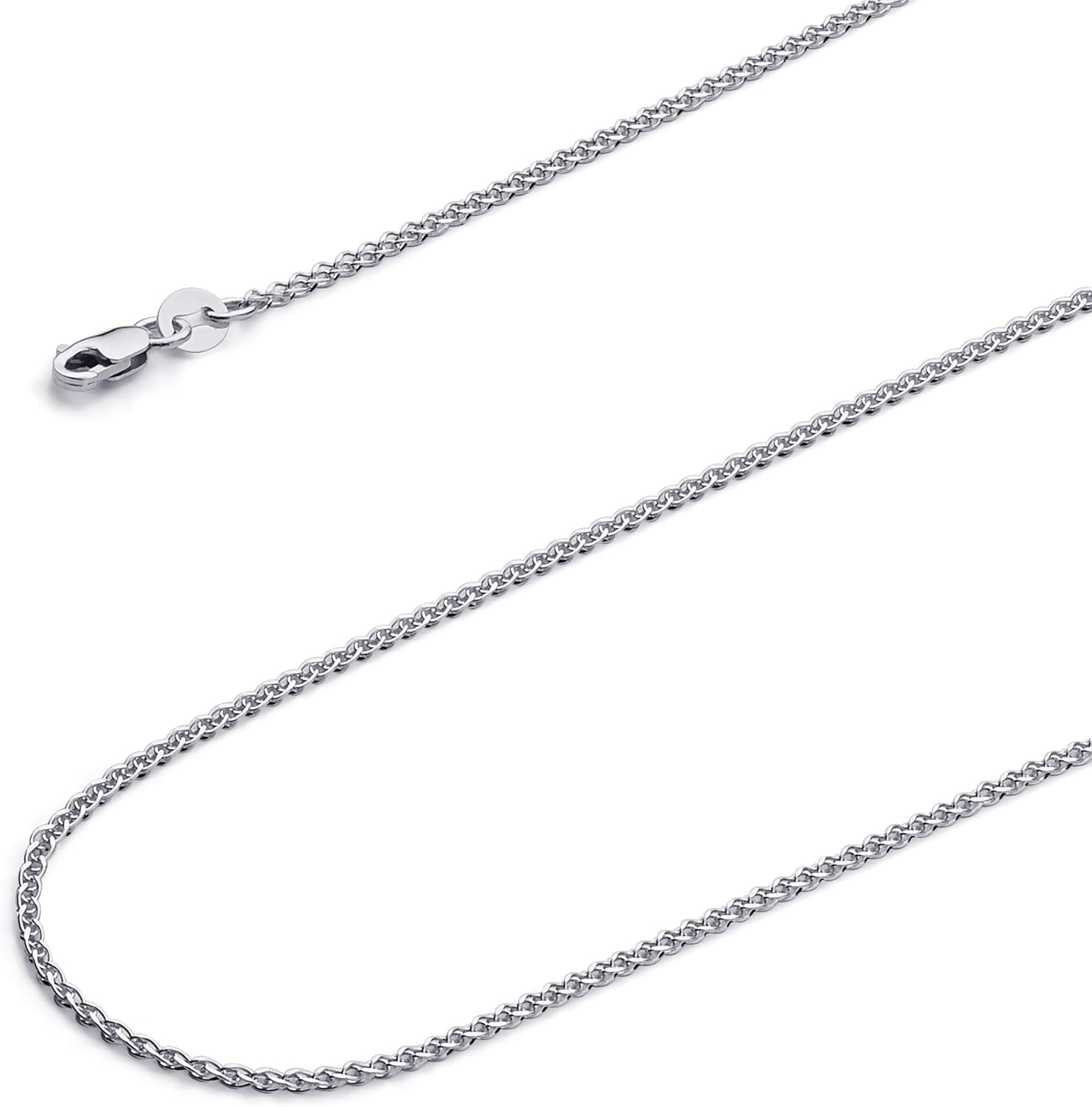 The World Jewelry Center 14k REAL Yellow/White/Rose Gold Solid 2mm, 1.7mm, 1.5mm, 1.2mm Flat Open wheat Chain Necklace with Lobster Claw Clasp - Image 2