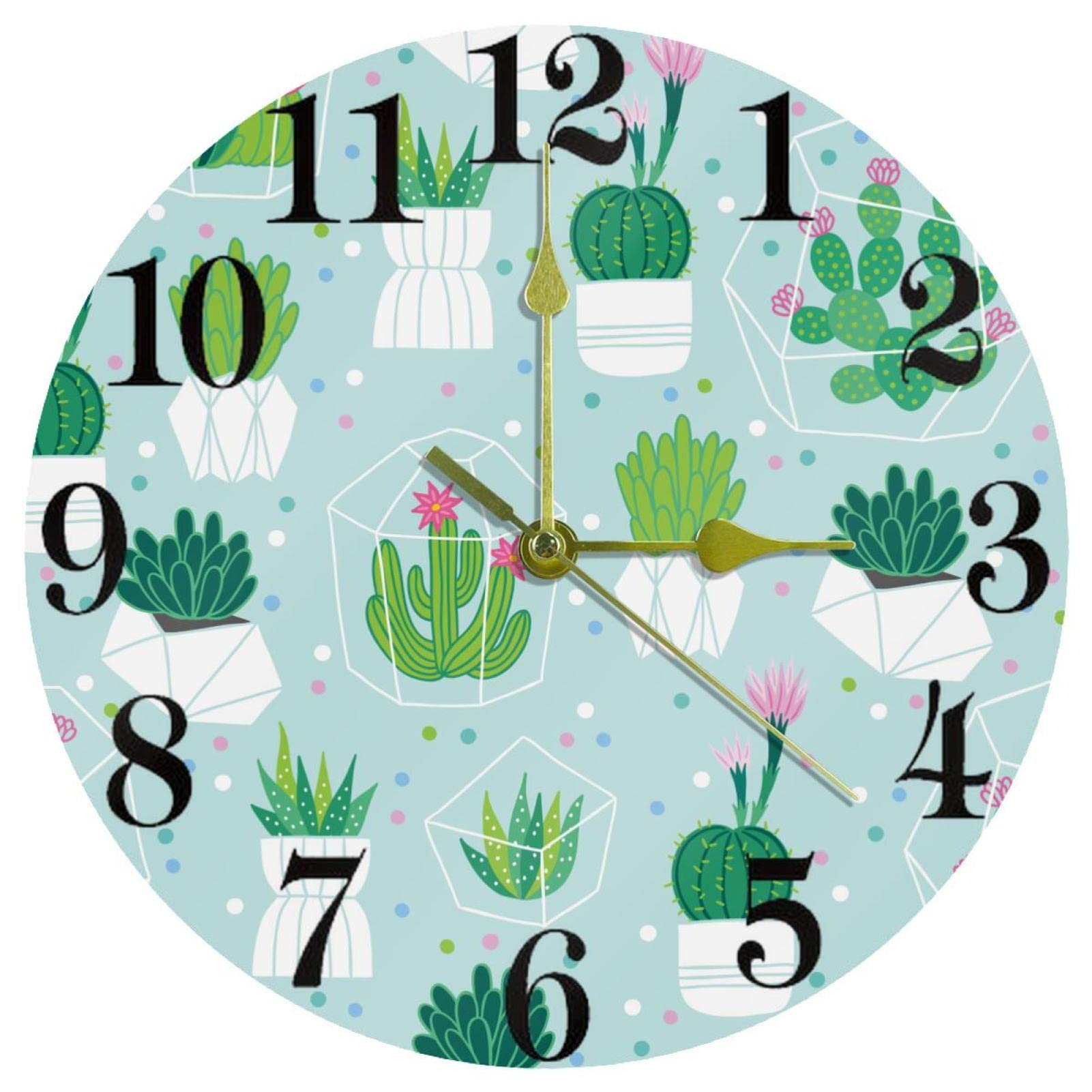 Horloge murale ronde cactus silencieuse pour travailler sans aucune distraction