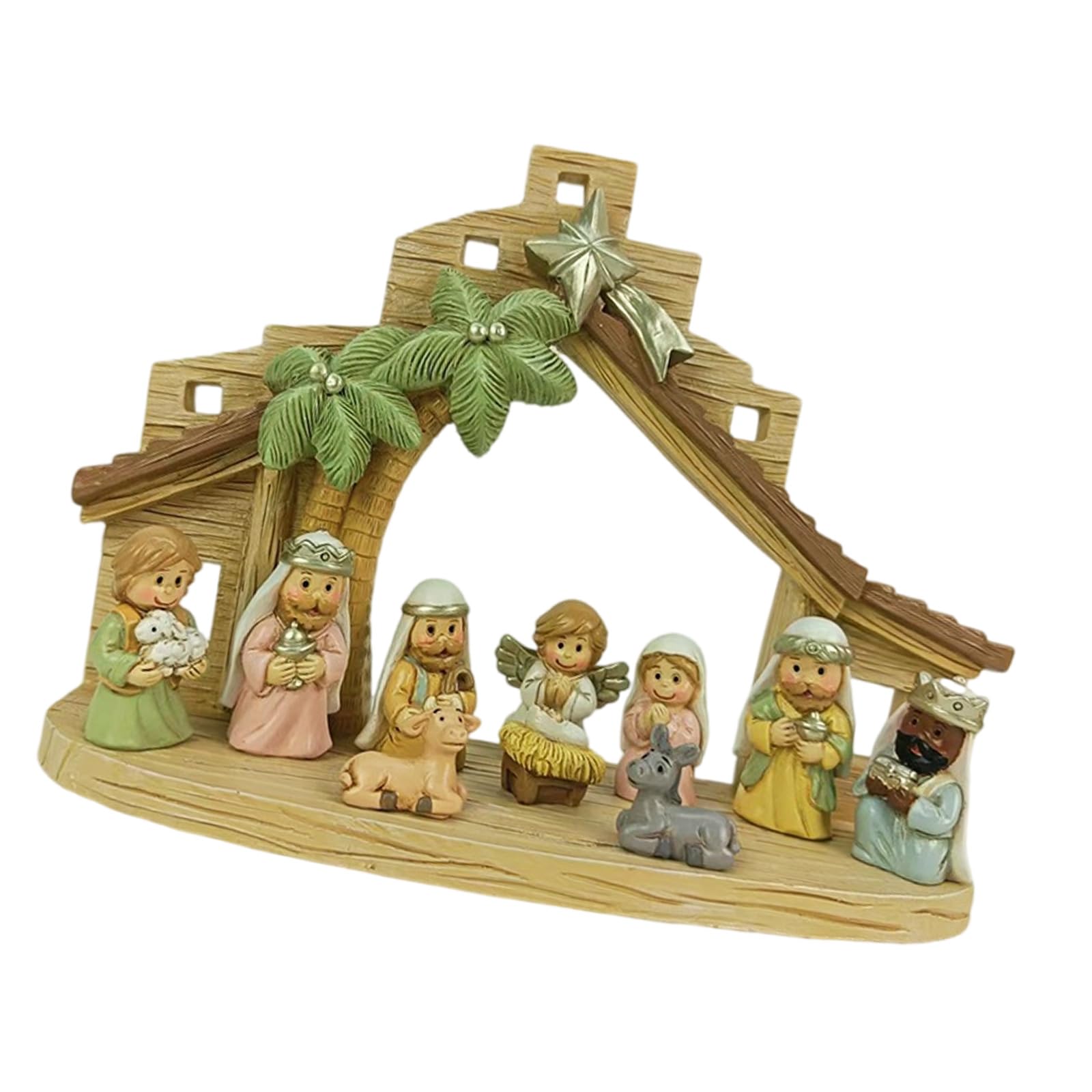 Presepe di Natale statuette in resina scena stabile Sacra Famiglia Decori da collezione Figura da tavolo Ornamento Figurine