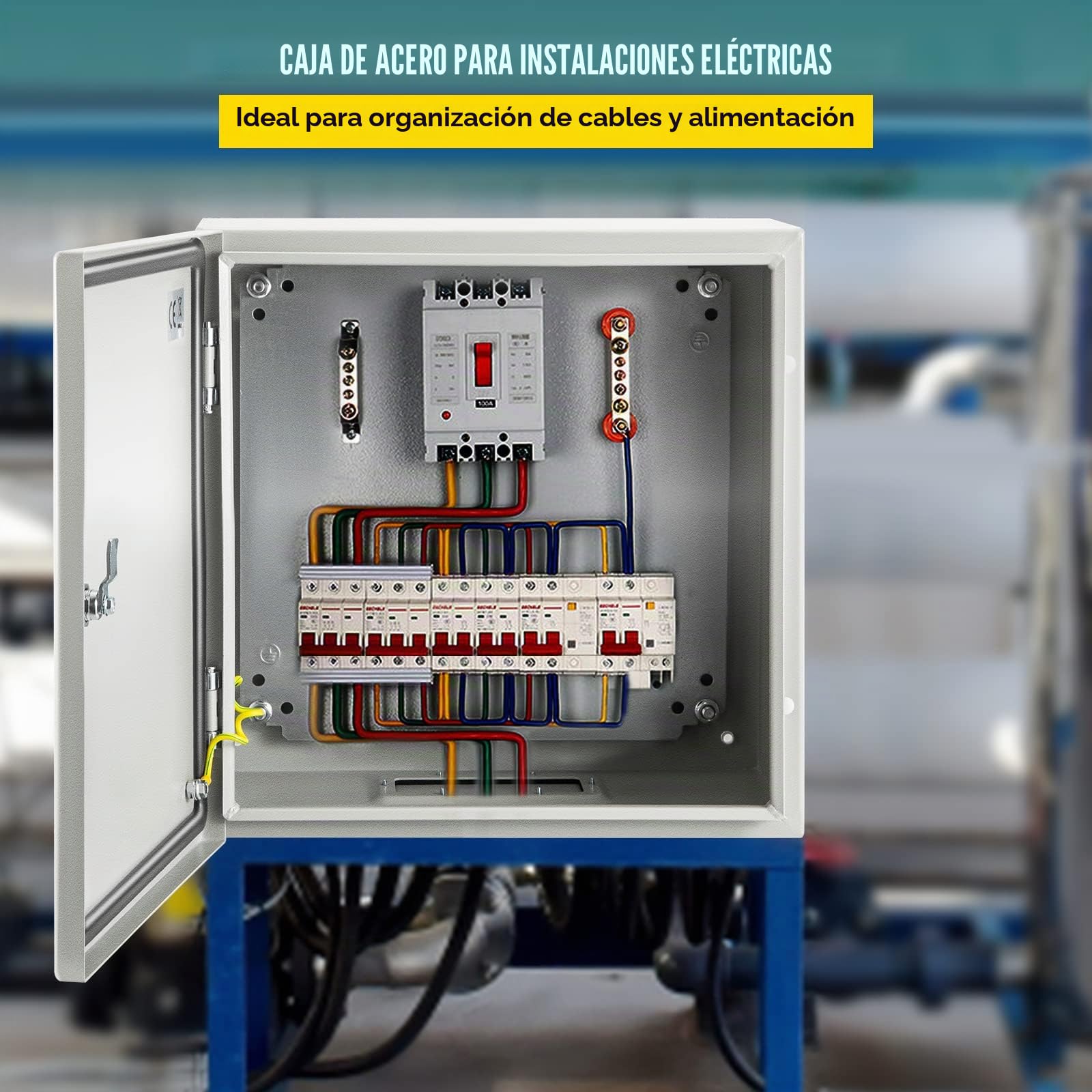 VEVOR Caja NEMA de Acero al Carbono 50 x 50 x 15 cm Caja de Gabinete Eléctrico NEMA 4X IP66 a Prueba de Agua y Polvo Caja de Conexiones Eléctricas para Exteriores e Interiores con Placa de Montaje