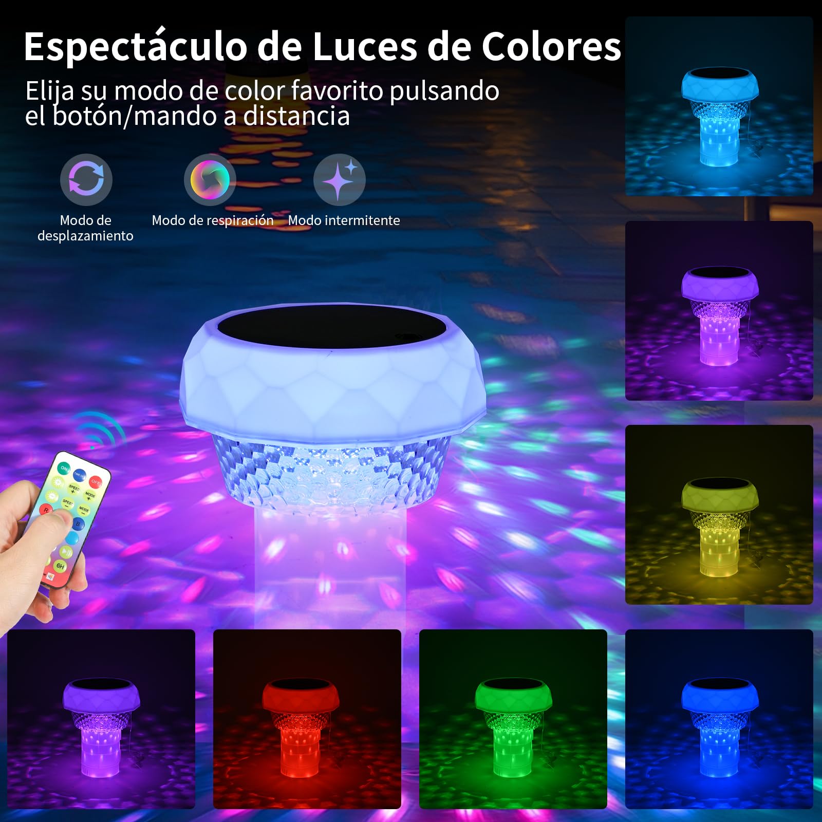 Piscina Flotante Dispensador Cloro Piscina con Luz Solar LED Dispensador Cloro Flotante con Termómetro Desbloqueo Ajustable y Fácil Apertura Flotador Dosificador Dispensador Cloro