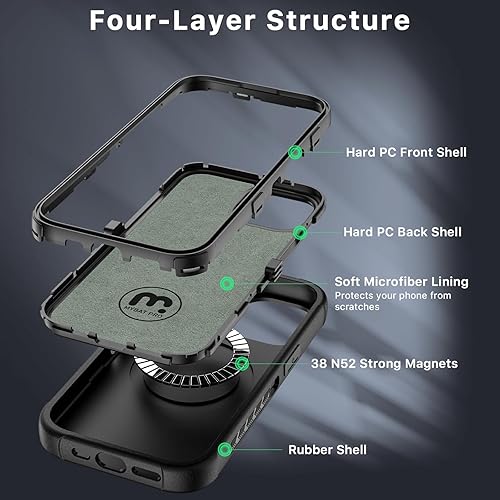 Miniatura 4 de MYBAT PRO Maverick Series - Funda para iPhone 15 con funda de clip para cinturón, compatible con MagSafe, con protector de pantalla, anticaídas, a