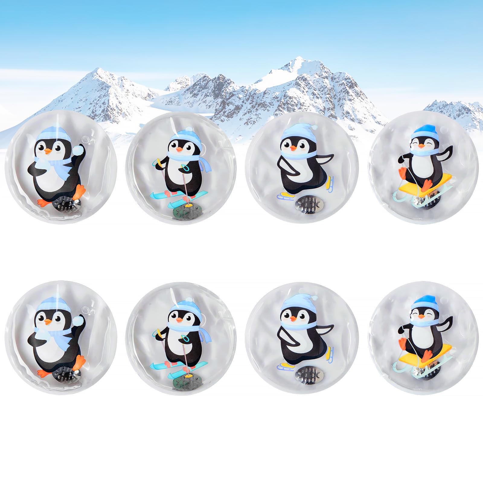 8 Pezzi Scaldamani Tascabile Riutilizzabile, 9 x 9cm Pinguino Scalda Mani Tascabili Riutilizzabili, Scalda Mani Portatile Regalo per Bambini Invernali Viaggi