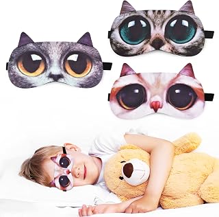 3 Pack Kids Sleep Mask, Adjustable Eye Mask for Sleeping, Funny Sleeping Mask for Girls Boys Women, Sleep Eye Mask for Travel, Shift Work, Games, Naps.