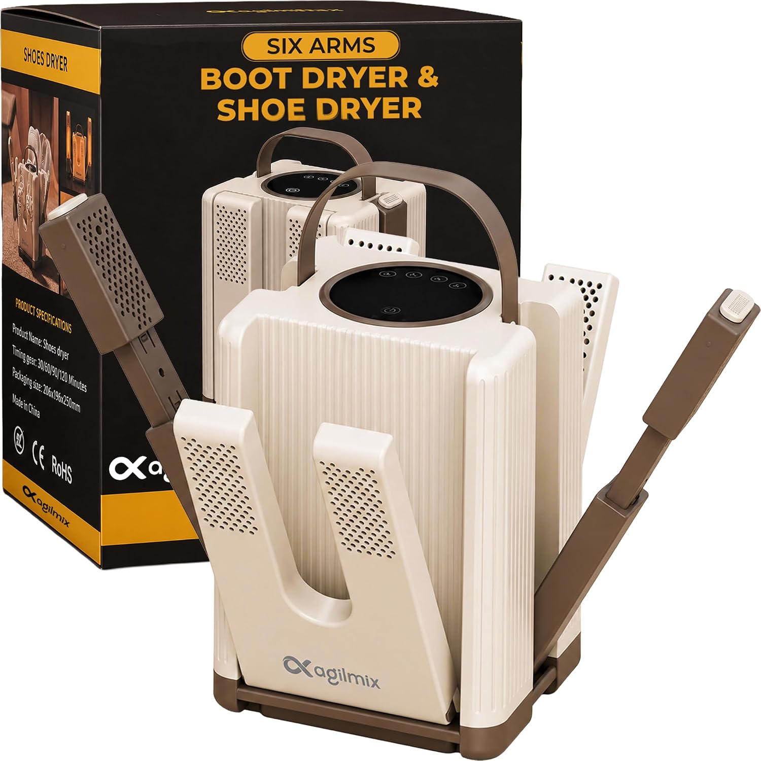 6-Arms Boot Dryer, Shoe Dryer with 3-Pairs Capacity at Once