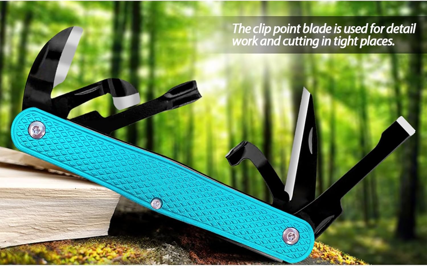 Splinter Carvin' 6in Traditional Folding Whittling Knife with 1.5in Detail Blade, Sawcut Handle, Nickel Silver Bolsters, and Convenient Size for Carving, Camping, EDC, and Outdoors (Turquois)