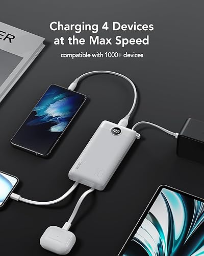 Miniatura 5 de VRURC Banco de energía para iPhone, cargador portátil USB C de 10000 mAh, carga de teléfono de carga rápida de 22.5 W con cables integrados, banco