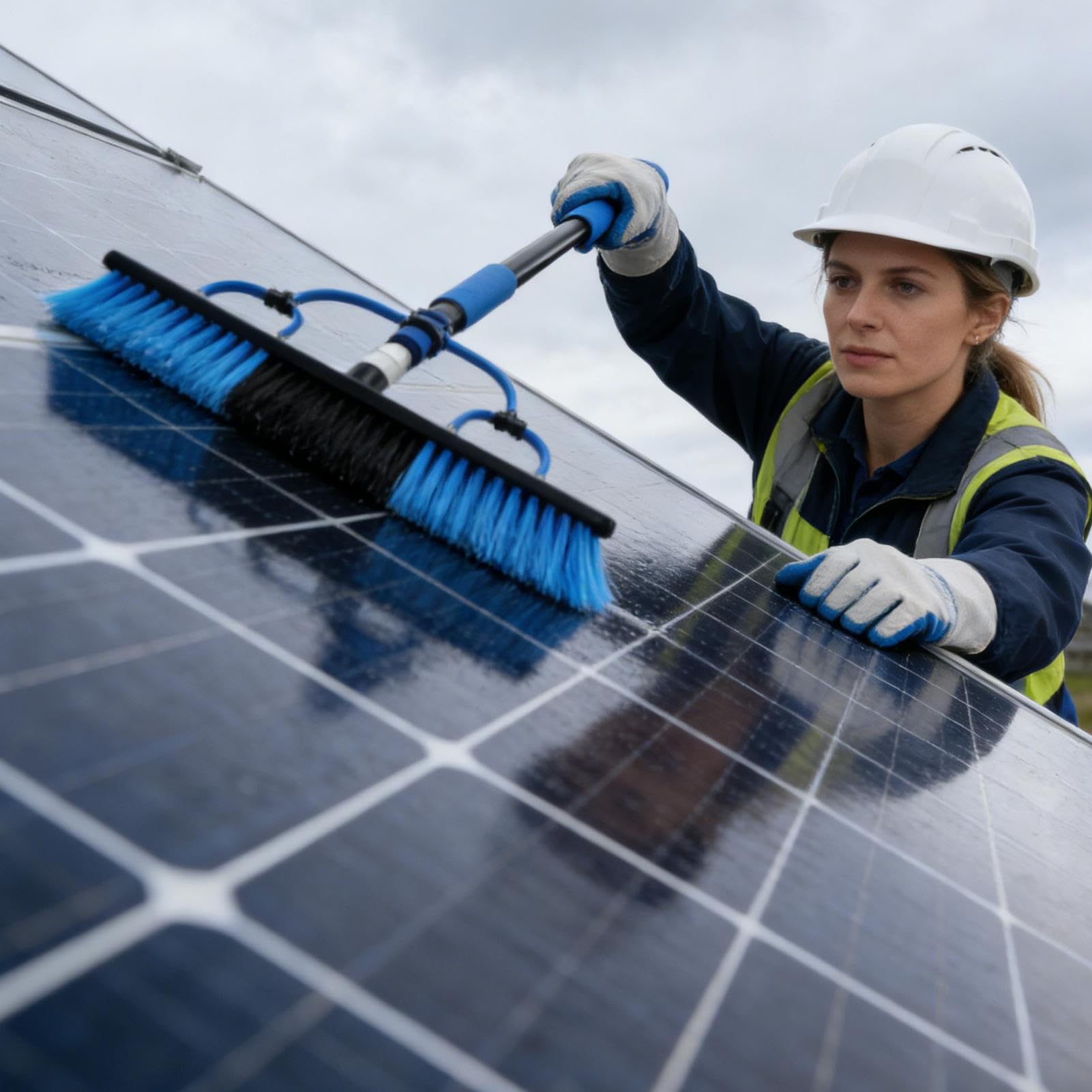 Kit De Limpieza Para Paneles Solares | Telescópico Con Alimentación De Agua | Cepillo De Limpieza Telescópico/196,85 Pulgadas De 5m Con Dispensador De Jabón Y Tubería De Agua De 10m | Para V