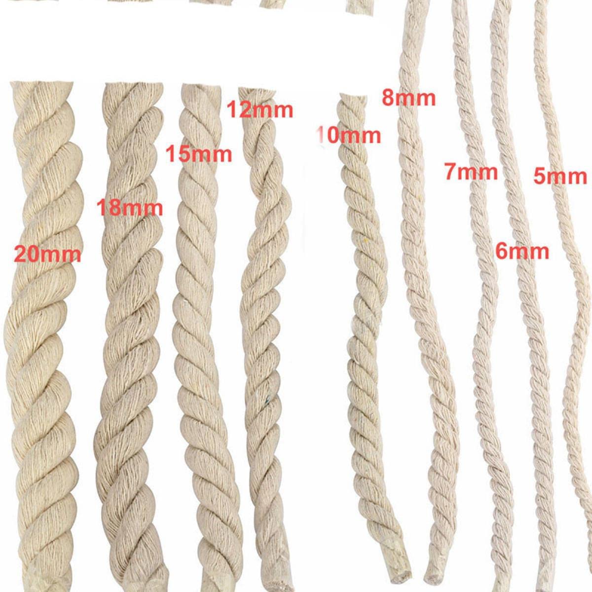 Corda Intrecciata In Cotone 100% Da 5 Metri, Spessore 12mm, Colore Beige - Per Artigianato, Fai Da Te E Decorazioni - 2