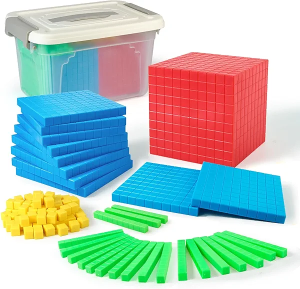 TOMMYHOME Plastic Base Ten Blocks Set,Maths manipulatives for 2nd Grade classrooms.Place Value Blocks,Counting Cubes to Help Kids Learn Maths (1)