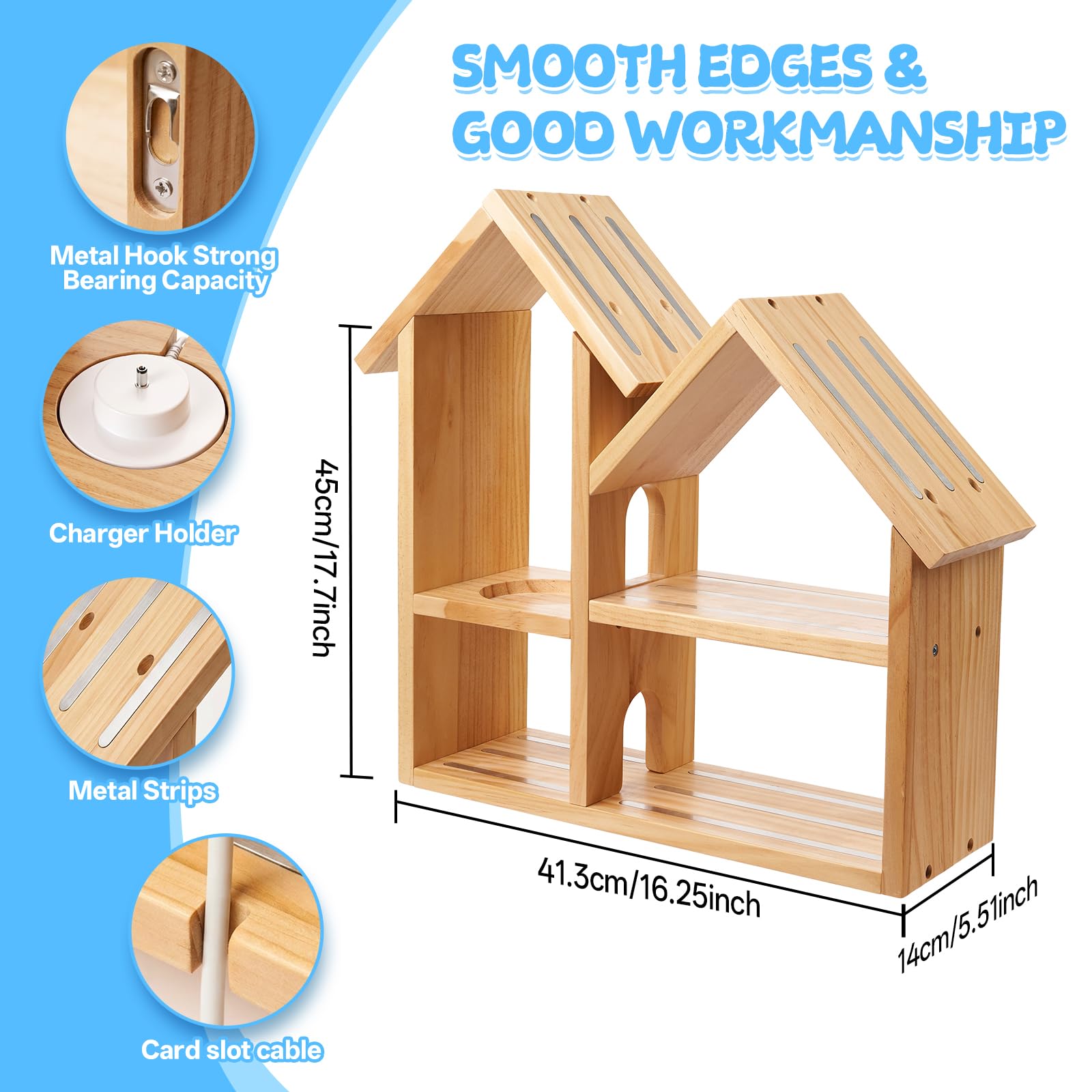 Gieanoo für Tonies Regal Kompatibel mit Toniebox 2/1, Magnetische Tonies Aufbewahrung für 30–40 Toniebox Figuren, Tonies Organizer Aufbewahrung aus Holz, großes Regal für das Kinderzimmer