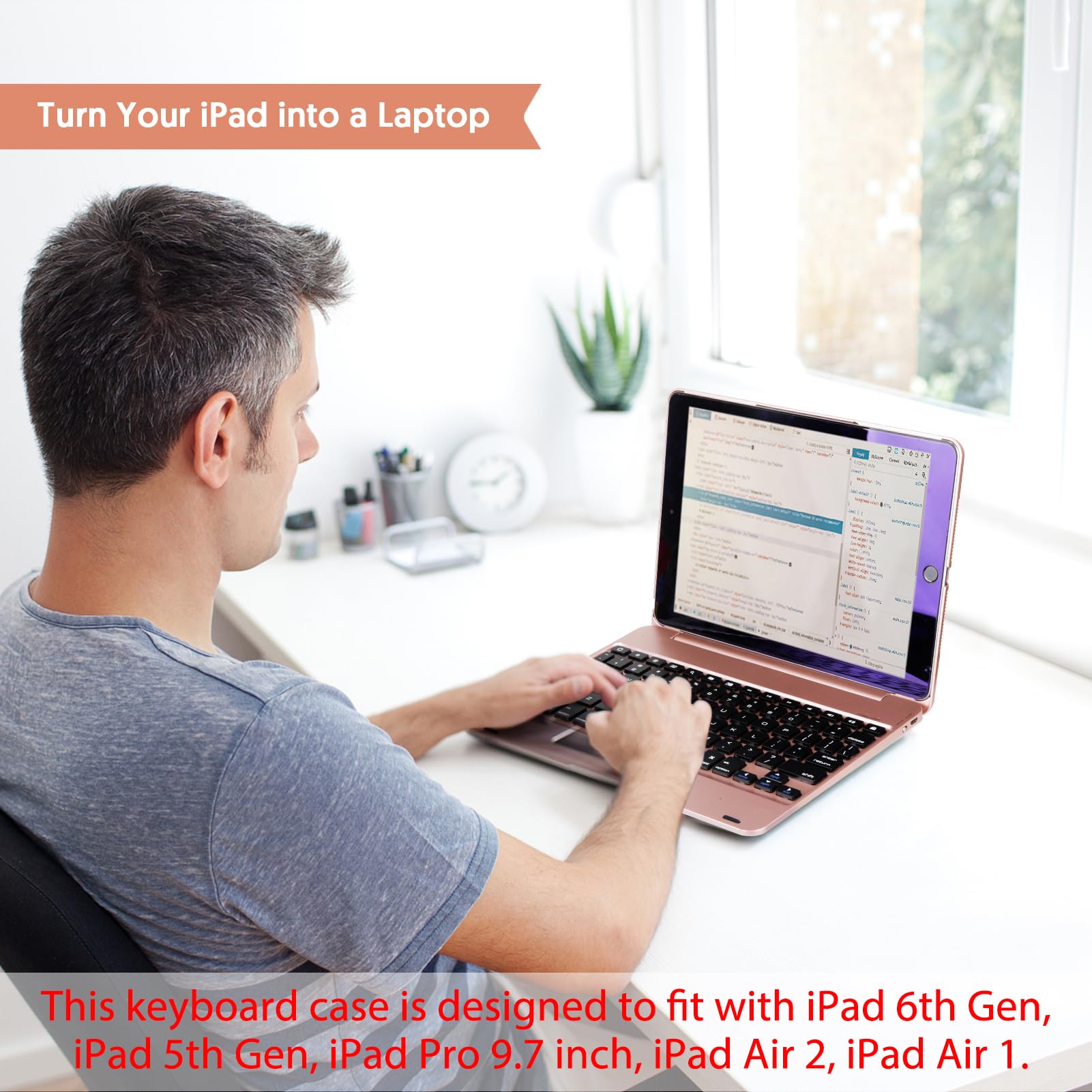 Amazon.com: Wireless Bluetooth Keyboard Case for iPad 5th