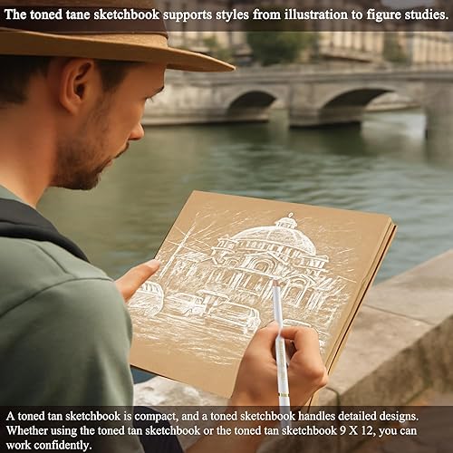 Miniatura 164 de Cuaderno de bocetos de 9 x 12 pulgadas, bloc de bocetos con espiral superior, paquete de 1 bloc de 100 hojas (68 libras/3.53 oz/m² - 100 g/m2)