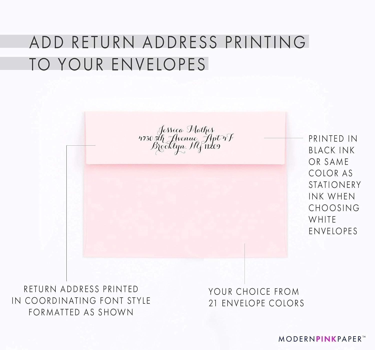 Calligraphy Personalized Stationery Set, Modern Personalized Note Cards, Your Choice of Colors and Quantity