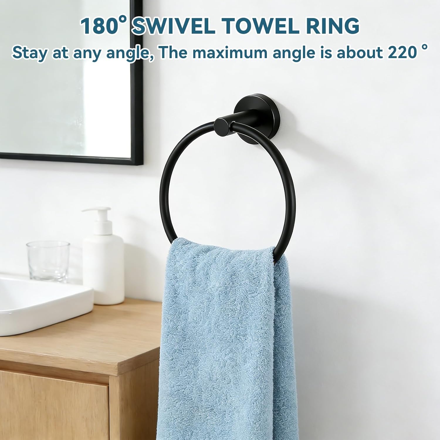 5-Piece Matte Black Bathroom Accessories Set, 24-Inch Wall-Mounted Towel Bar, Toilet Paper Holder with Shelf, SUS 304 Stainless Steel Bath Hardware, Towel Rack for Bathroom, Kitchen, Laundry Room