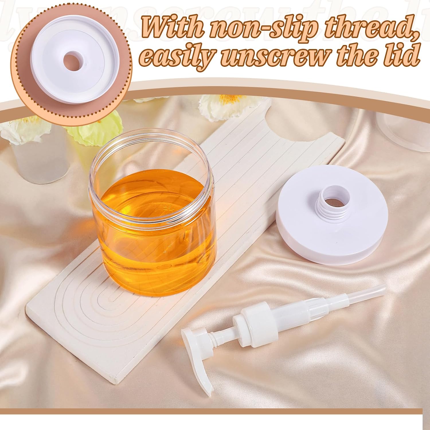 Dimeho 8 Pack Pump Bottle Dispenser 500ml Lotion Dispenser Wide Mouth Bathroom Shower Containers Plastic Refillable Empty Pump Bottles for Shampoo Conditioner Hand Lotion and Dish
