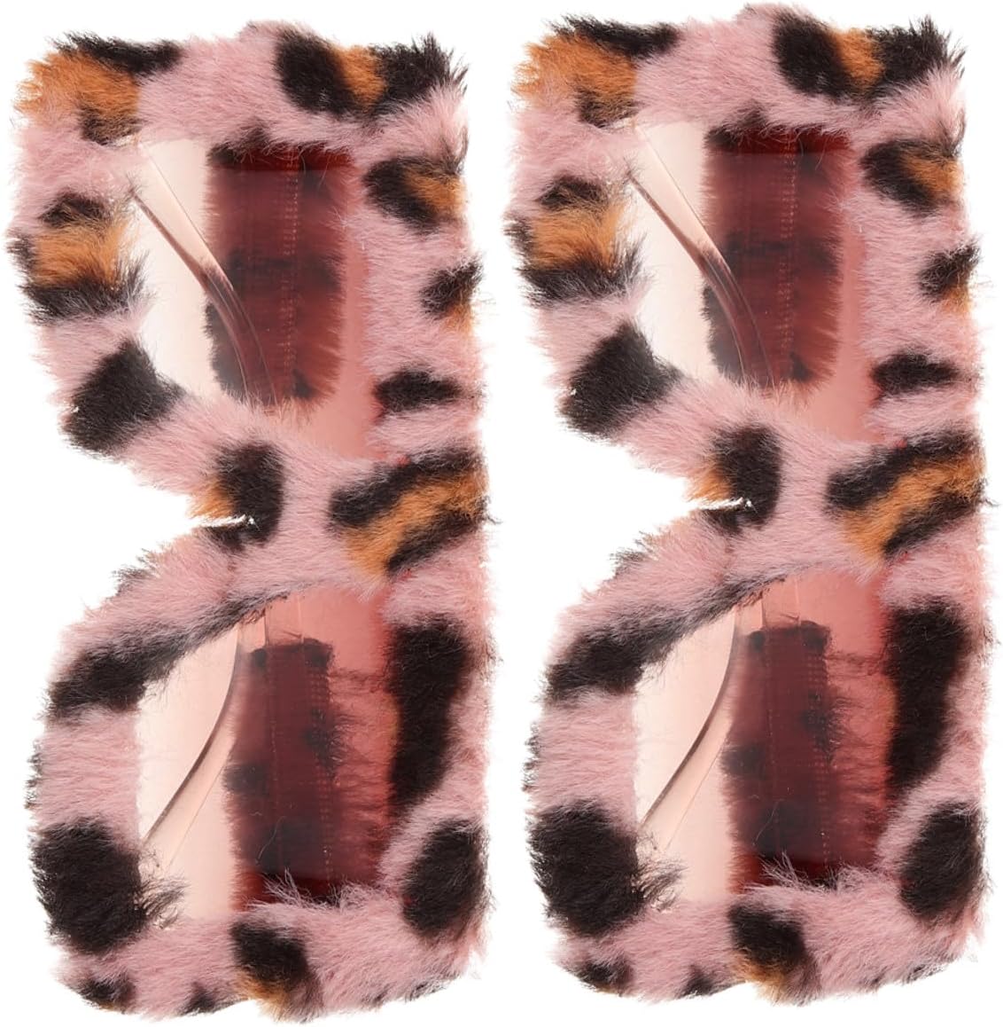 2pcs Plush Fuzzy Cat Eye Sunglasses Party Eyewear for Women and Men Leopard Print Soft Masquerade Glasses Novelty Stylish Playful Accessories