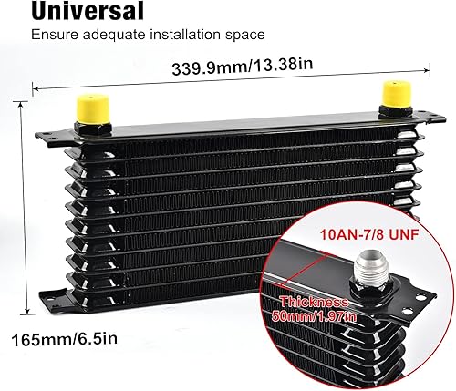 Miniatura 2 de EVIL ENERGY 10 Row Oil Cooler Kit, 10AN Transmission Engine Cooler Japanese Radiator Universal Aluminium Black