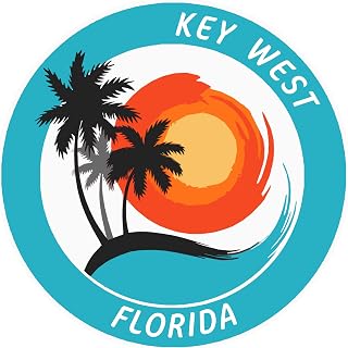 Key West, Florida Tropical Scene Decorative Car Truck Window Sticker Decal Vinyl Die-Cut Badge Emblem Vacation Souvenir Travel Gear Ocean Island Beach