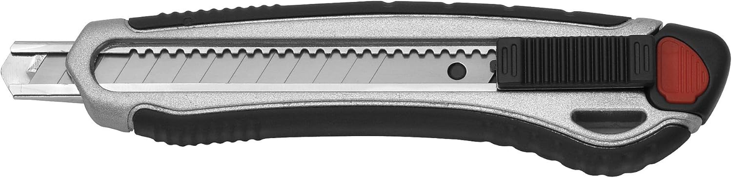 Westcott E-84024 00 9 mm Aluminium Alloy Snap Off Blade Knife with Ergonomic Soft Grip Handle - Black