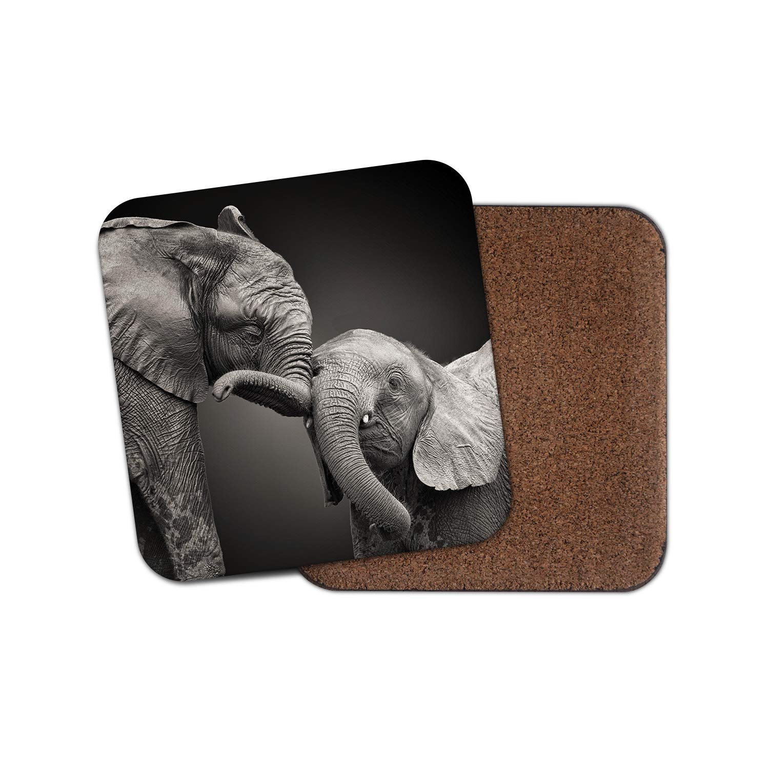 1 x Cute Baby Elephants Coaster - Wild Animal Africa Zoo Adorable #15651