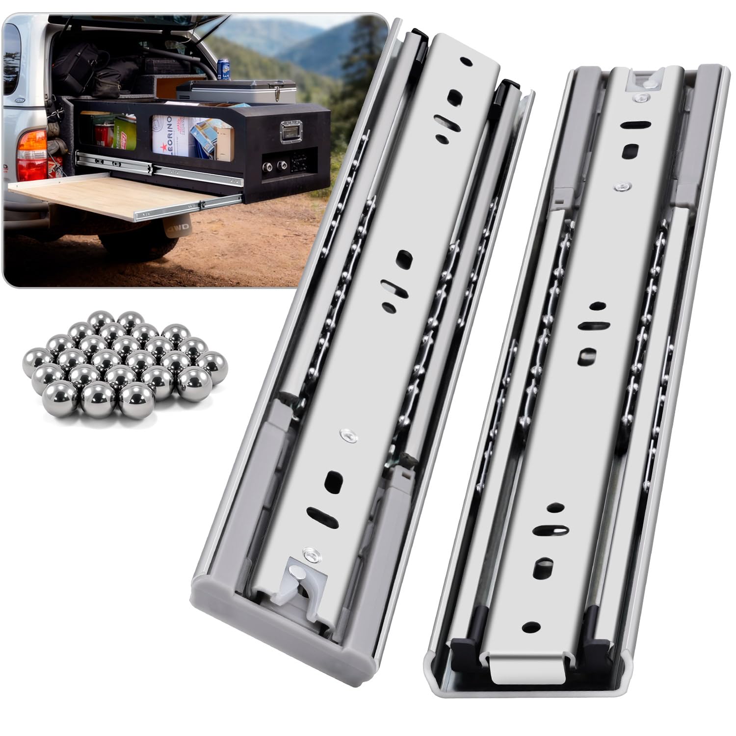 QWEZIX Soft Close Heavy Duty Drawer Runners Slides Full Extension Side Mount 300 350 400 450 500 550 650 700 800 850 900 950 1000mm Rails Track Guide Glides 68KG 1 Pair (Soft Close, 20 inch,500mm)