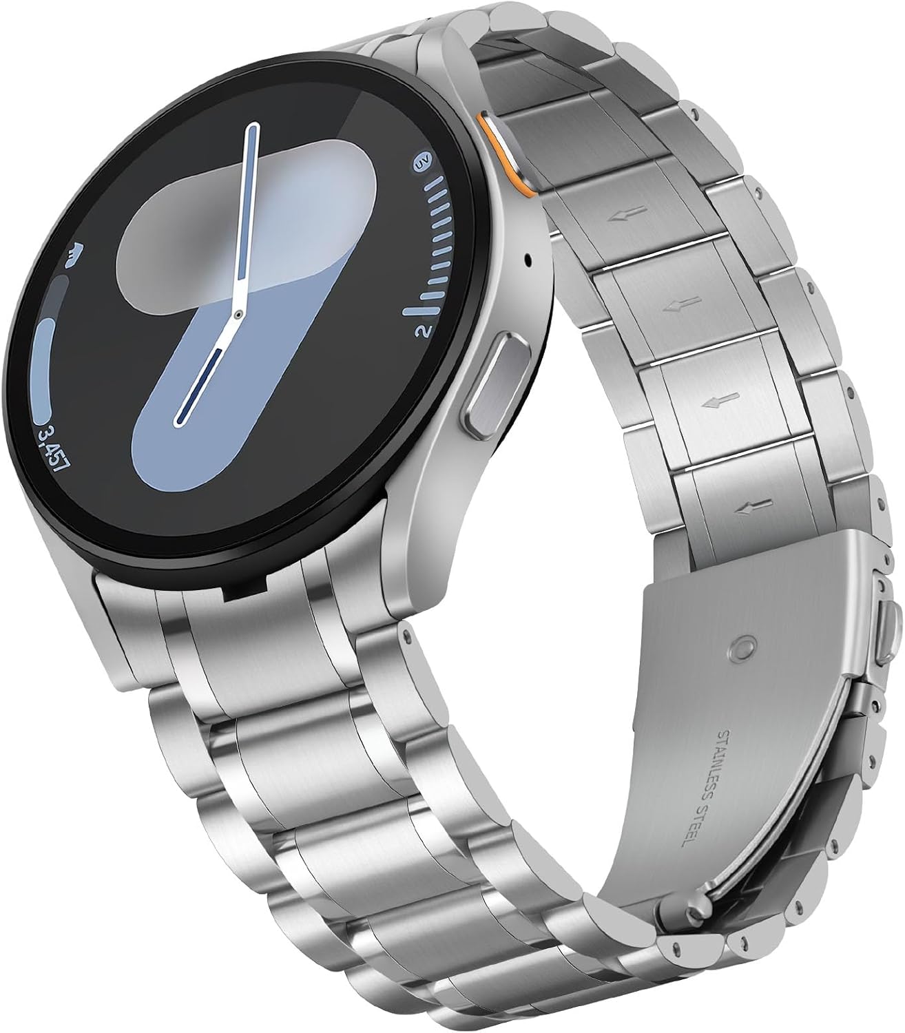 HITZEE Stainless Steel No Gap Bands Compatible with Samsung Galaxy Watch 7/6/5/4/FE Band 40/44mm/Watch 6 Classic 43/47mm/Watch 5 Pro, Samsung Watch Metal Band Strap Designed for Men/Women, Silver