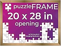 Vista 9 de Poster Palooza Kit de marco para rompecabezas de 18 x 24 pulgadas, incluye hojas de pegamento para rompecabezas, marco de madera de bronce
