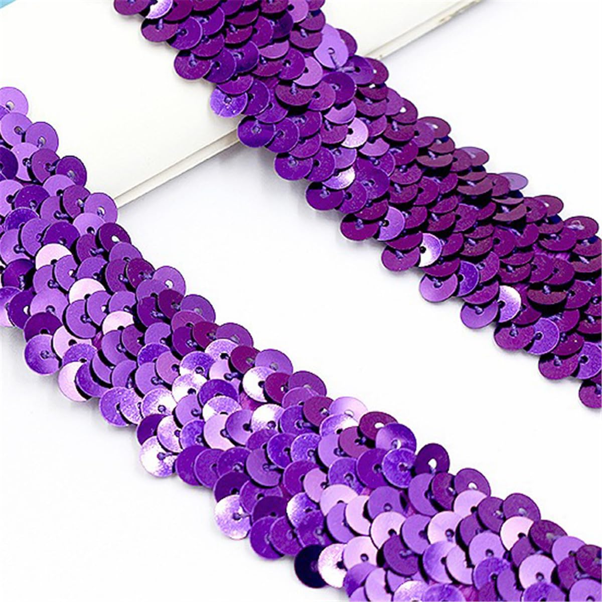 Lamówki cekinowe do szycia Koronkowa wstawka z cekinami 70 mm 20 jardów(Purple)