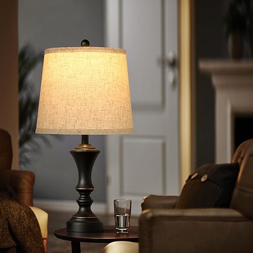 Miniatura 2 de ROTTOGOON Juego de 2 lámparas de mesa retro, lámpara de mesita de noche para dormitorio, lámparas de mesa rústicas vintage para sala de estar,