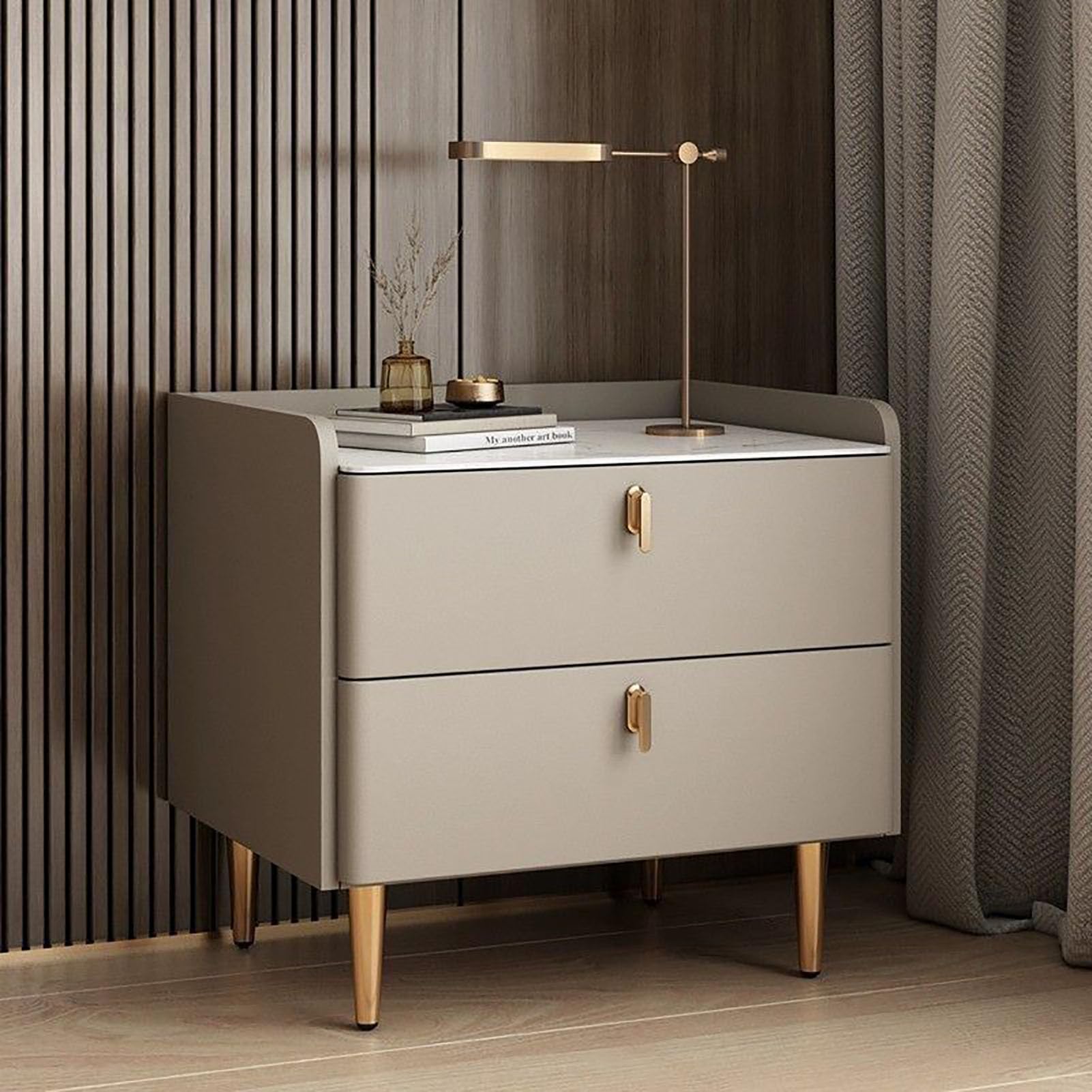 SXZenSpace Fashion 2-Drawer Nightstand,Modern Solid Wood Night Stand Bedside Table Simple End Side for Bedroom Study Halway,C,50x40x50cm(20x16x20inch)