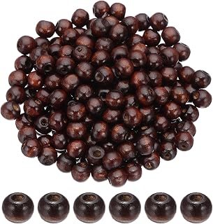 PATIKIL 10mm Wooden Beads for Craft Manufacturing, 200 Pcs Round Beads Loose Spacer Beads for Macrame Jewelry Bracelet DIY Handmade Decor, Brown