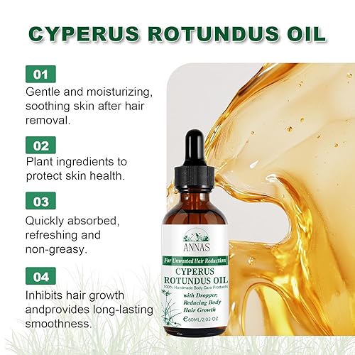 Miniatura 3 de Aceite Cyperus Rotundus para depilación, aceite de Chipre 100% natural, fórmula orgánica recomendada, reduce el crecimiento del cabello, alivia la