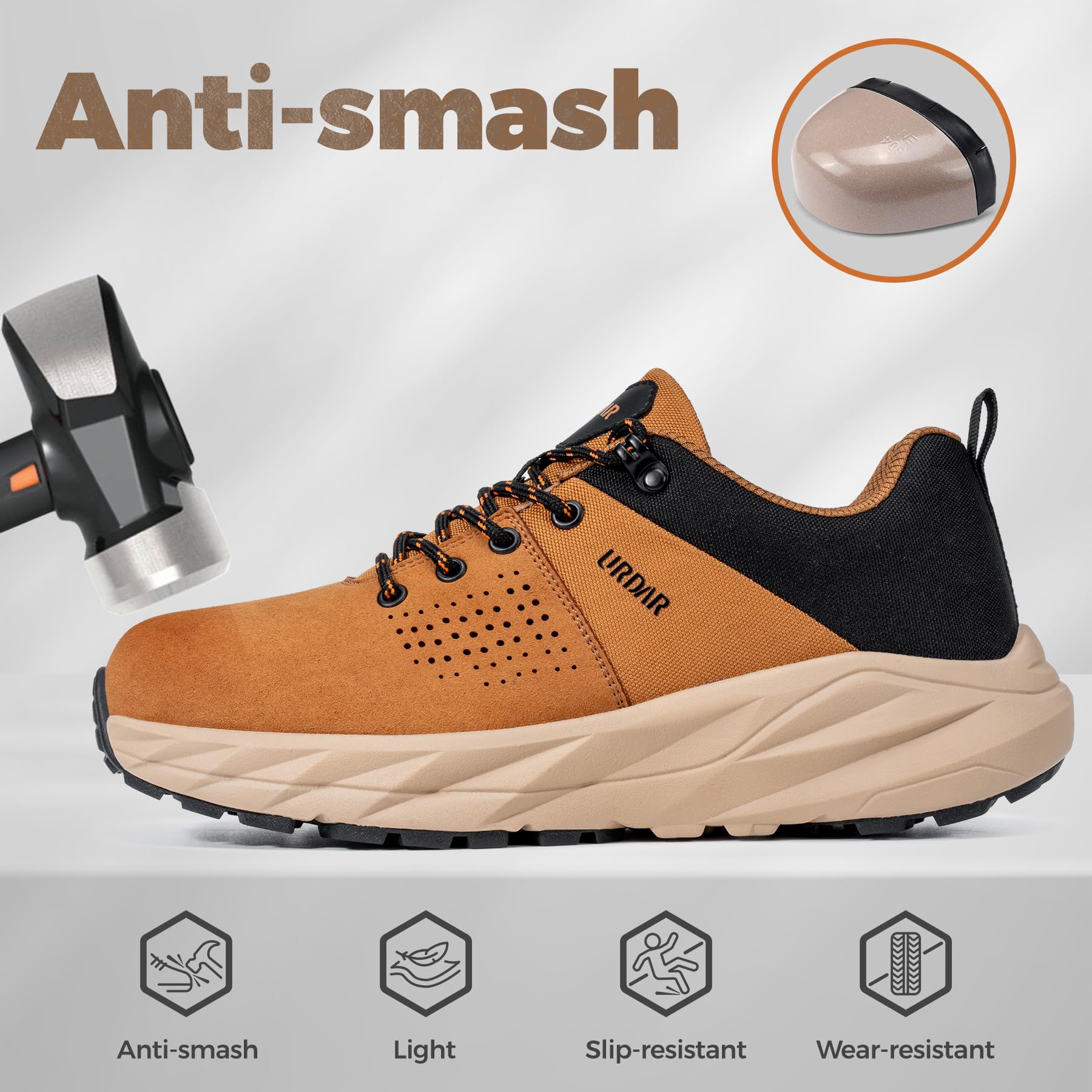 LARNMERN PRO Zapatos de Seguridad Hombre de Acero Zapatos de Trabajo | Zapatillas de Trabajo Antipinchazos para Trabajo Ligeras con Suela Suave para Industria Construcción y Almacén