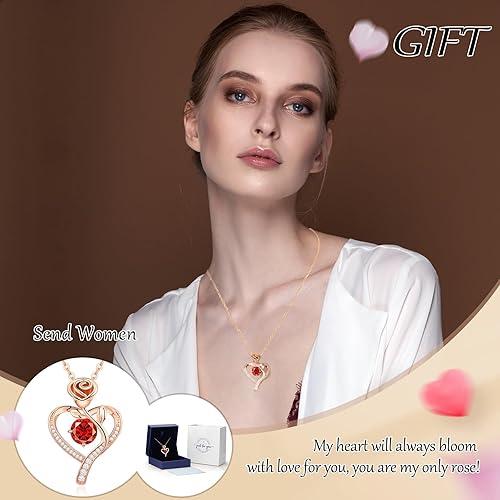 Miniatura 2 de Collar para mujer, regalos para esposa, novia, aniversario de boda, collares de regalo para mujeres, cumpleaños, oro rosa de 18 quilates, regalo de