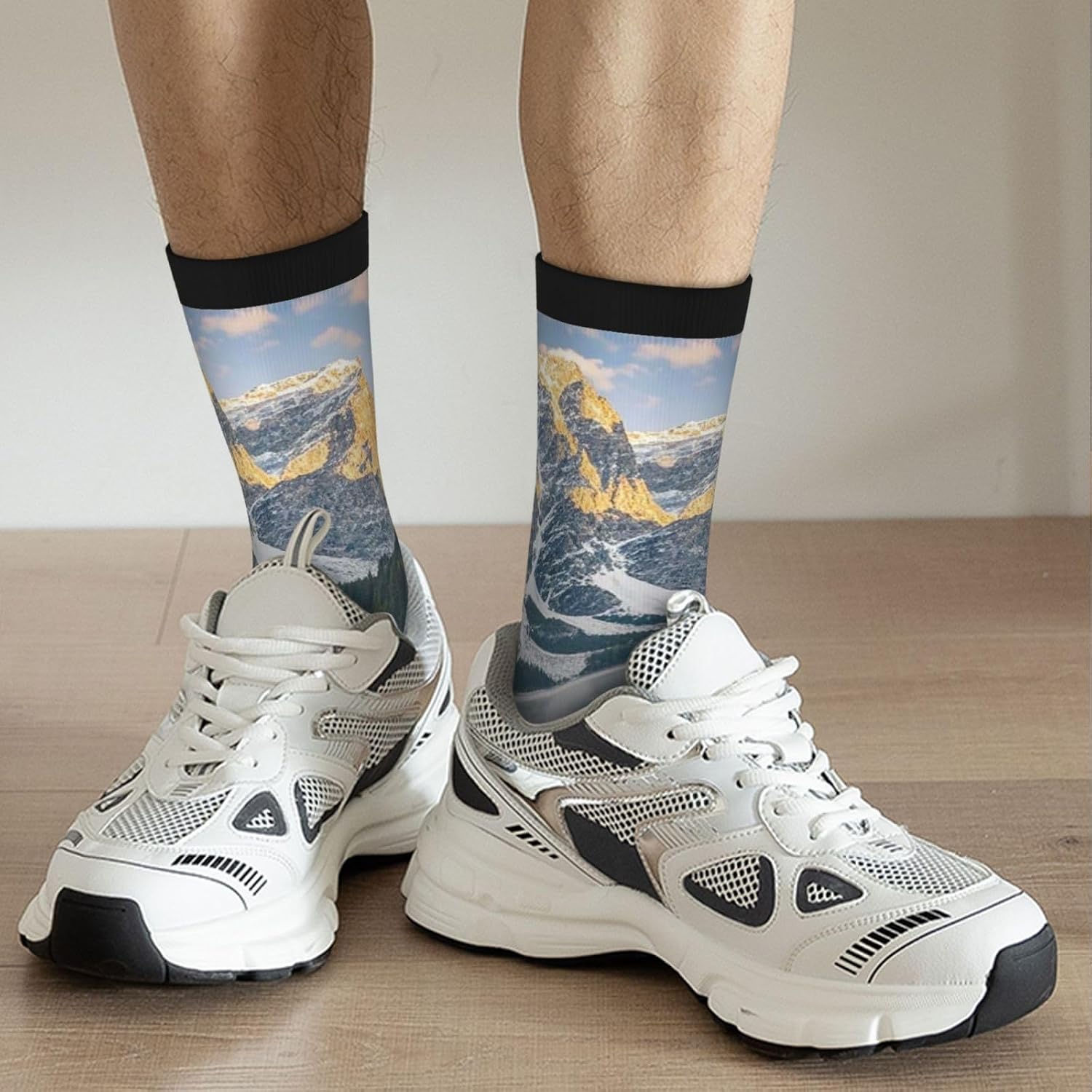 Socks for Women Men Warm Breathable Boot Socks Mountain Lake Boats Calf Socks Crew Sock for Hiking