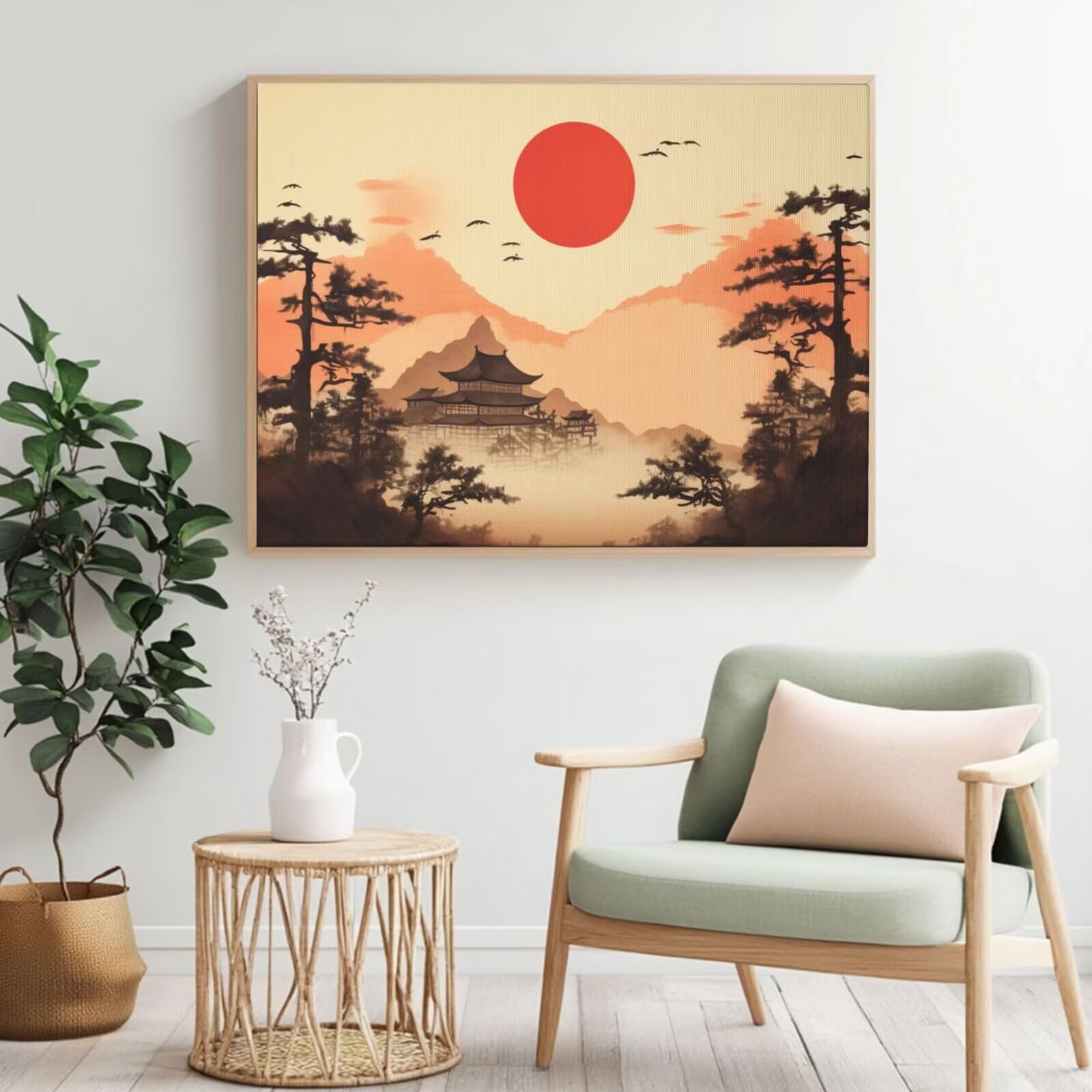 Kit per pittura con numeri per adulti, tramonto, pittura paesaggistica con numeri per principianti, pittura acrilica con 6 pennelli, pittura ad olio per decorazione da parete, 90 x 65 cm, senza