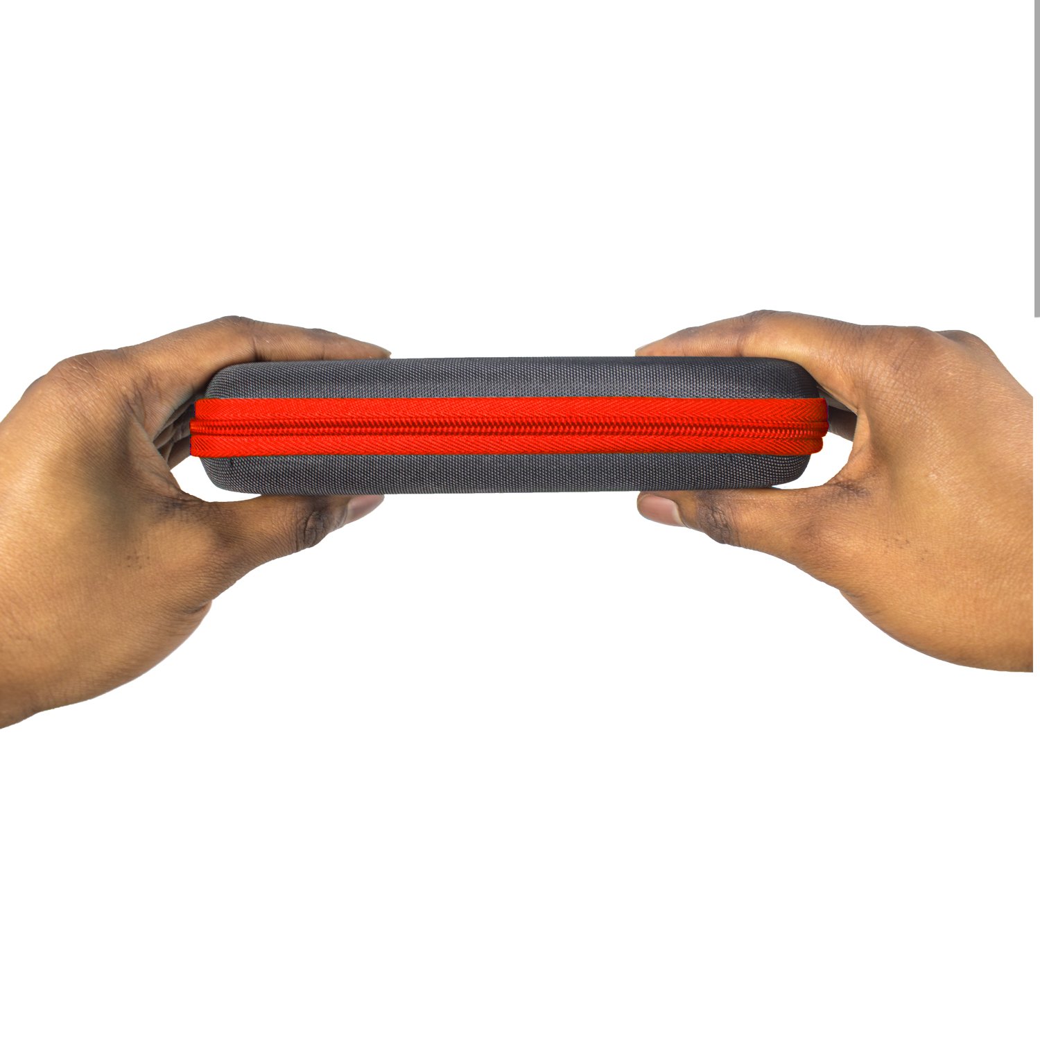 Orzly 2DS XL - Funda de Transporte para Nintendo 2DS XL – Funda Protectora rígida portátil para Nueva Consola 2DS XL con Ranuras para Juegos y Bolsillo con Cremallera, Rojo sobre Negro