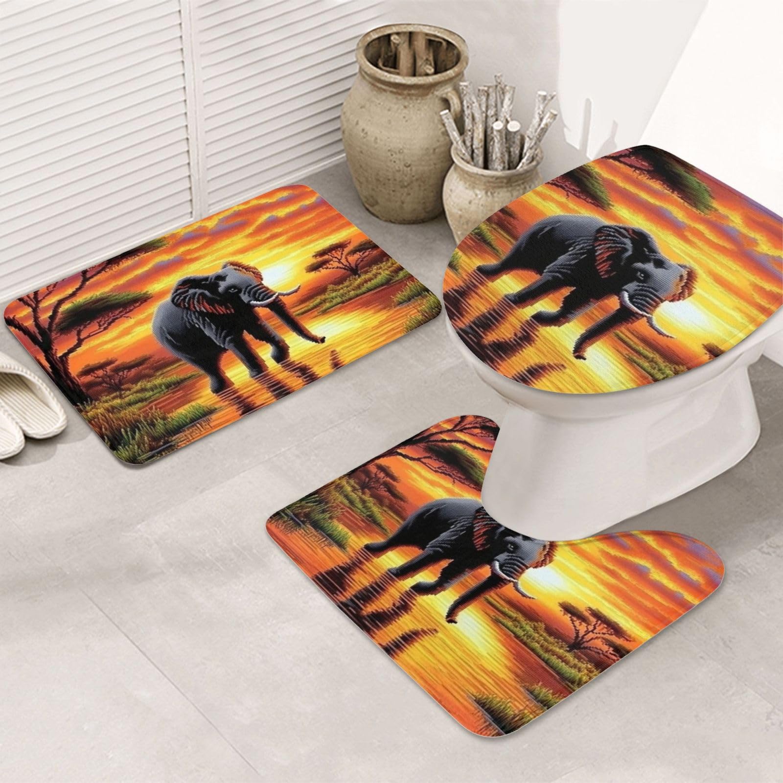 Alfombrilla de baño de elefante absorbente y lavable a máquina de microfibra