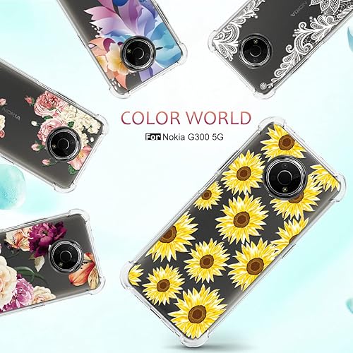 Miniatura 7 de Osophter Funda para Nokia G300 con 2 protectores de pantalla Flower Floral para niñas y mujeres, absorción de golpes flexible de goma TPU cubierta