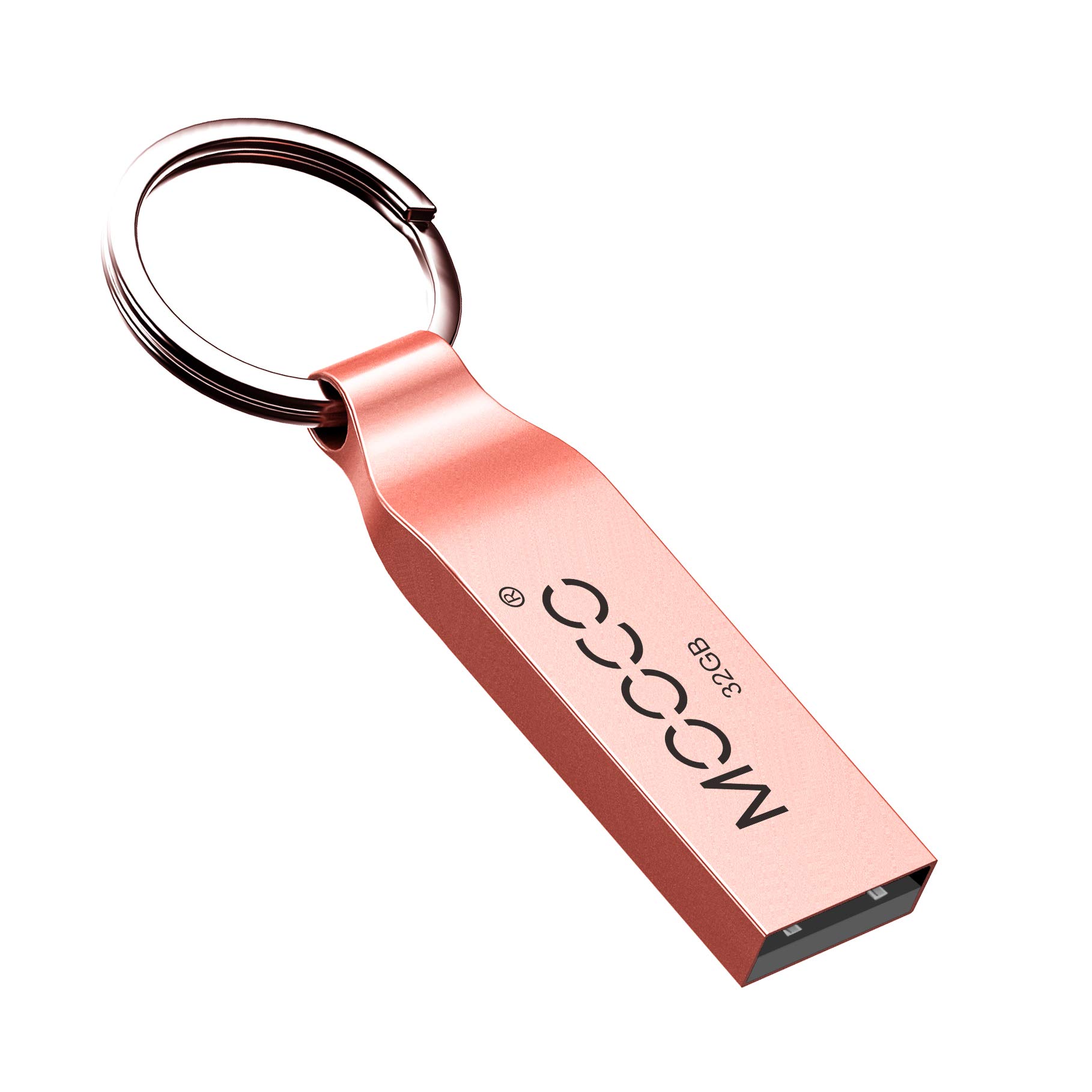 Metal USB 2.0 32GB Flash Drive Bulk Waterproof Thumb Drive Jump Drive Pen Drive Memory Stick Keyring,Silvery. (32GB, Rose gold USB2.0)