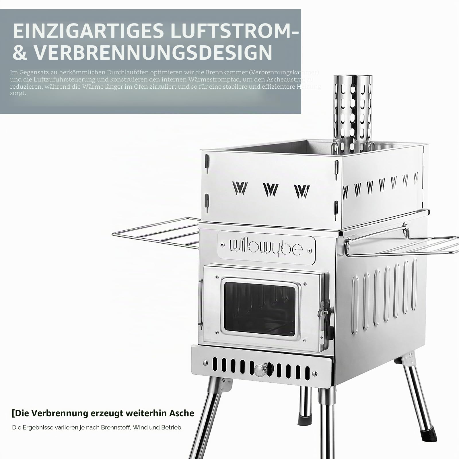 WillowyBe Outdoor Sauna Hot Tent Stove, Raketenofenheizung, tragbarer Camping-Holzofen für trockene Saunen, Kochen für Ehemann und Freunde