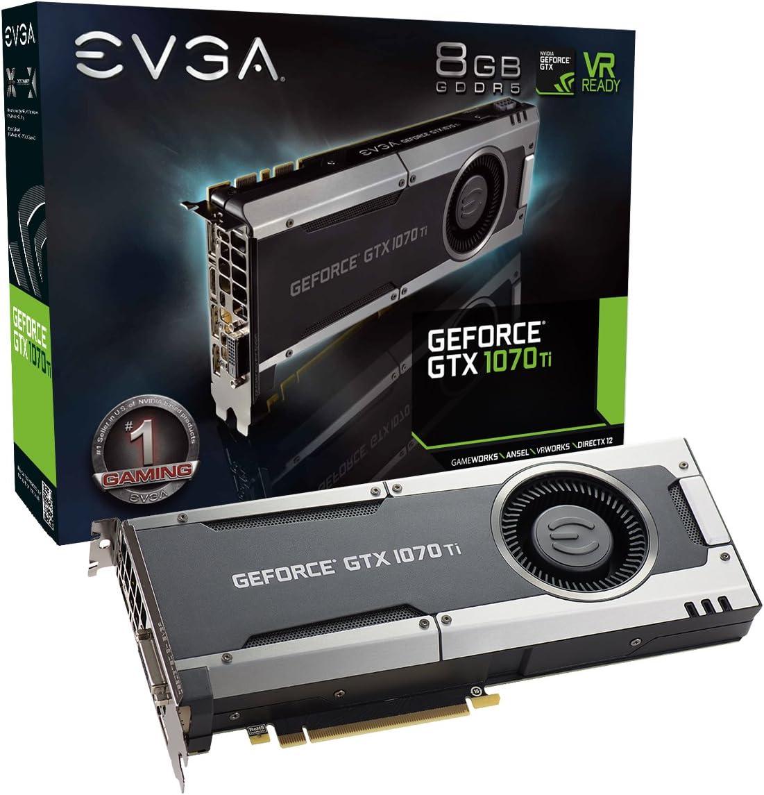 GeForce GTX 1070 Ti GAMING, 8GB GDDR5, EVGA OCX Scanner OC, White LED, DX12OSD Support (PXOC) Graphics Card 08G-P4-5670-KR