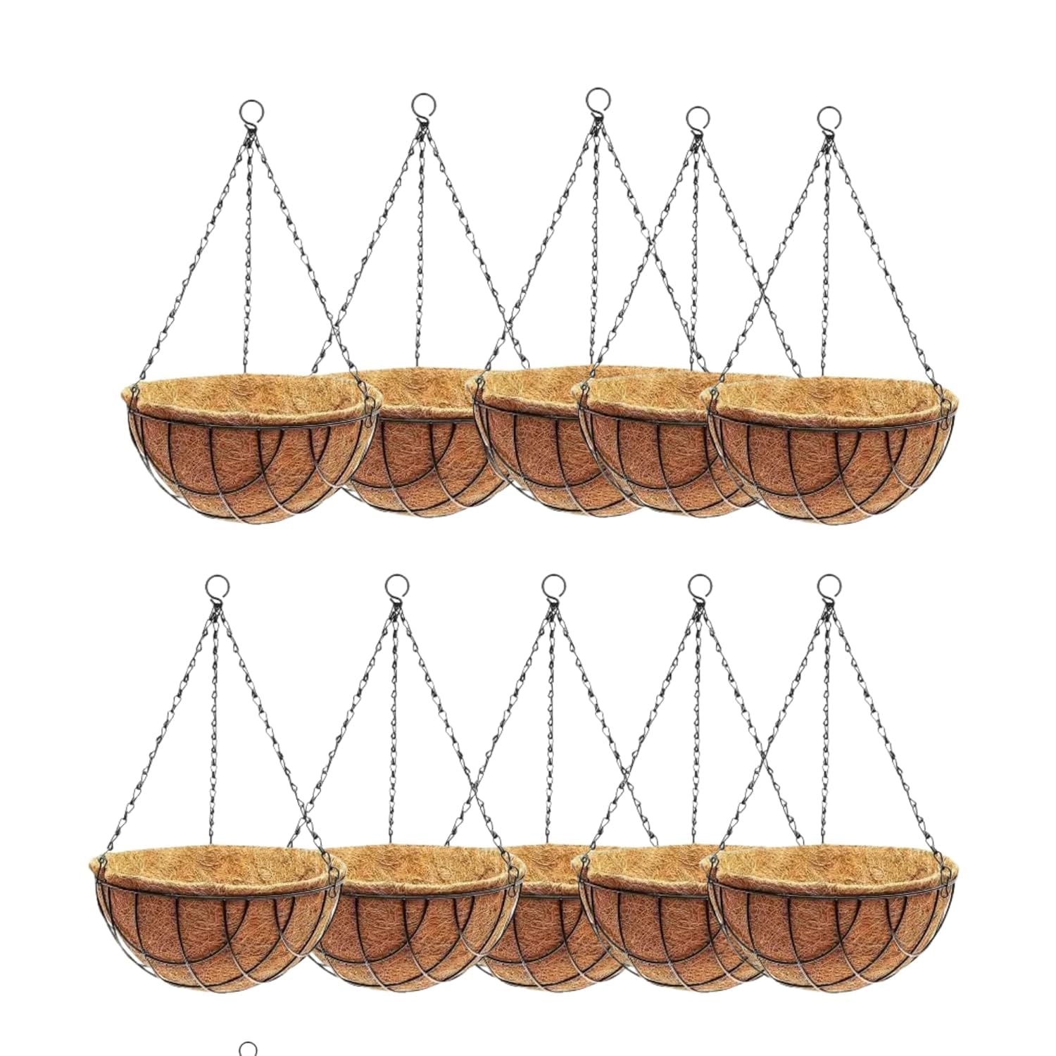 Muddstyles 8Inch Coco Liner Hanging Basket, Metal Basket,with Chain and Hooks Indoor Outdoor Home & Office Decor Wall Hanging Planter Set of 10 (B0D9TNNQWG) Amazon Price History, Amazon Price Tracker